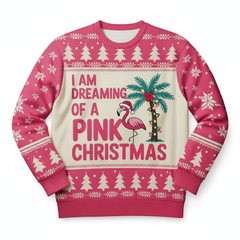Unisex Christmas Sweater Tropical Flamingo Festive Holiday Jumper for Adults