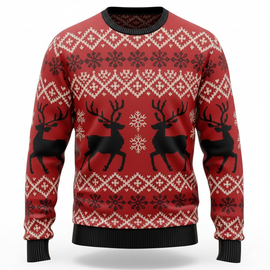 Mens Ugly Christmas Sweater Reindeer Cozy Thick Knit Holiday Gift Pullover