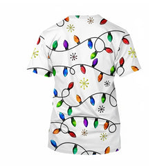 Ugly Christmas T-Shirt 3D Flashing Lights Festive Holiday Graphic Golf Shirt for Men