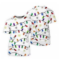 Ugly Christmas T-Shirt 3D Flashing Lights Festive Holiday Graphic Golf Shirt for Men