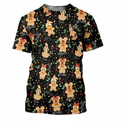 Cute Gingerbread Christmas Golf T-Shirt – Classic Cartoon Black Tee for Men