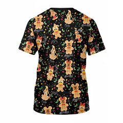 Cute Gingerbread Christmas Golf T-Shirt – Classic Cartoon Black Tee for Men