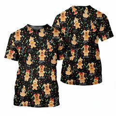 Cute Gingerbread Christmas Golf T-Shirt – Classic Cartoon Black Tee for Men