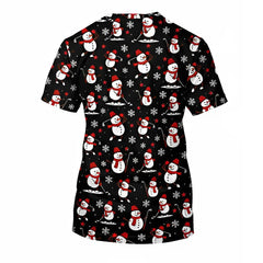 Personalized Men's Golf T-Shirt Snowman Playing Golf Pattern Ugly Christmas Sweater Style Custom Name