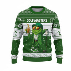 Ugly Christmas Sweater Funny Green Monster Golf Masters Beer 3D All Over Print Sweatshirt For Men Golfer