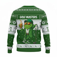Ugly Christmas Sweater Funny Green Monster Golf Masters Beer 3D All Over Print Sweatshirt For Men Golfer