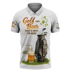 Personalized Mens Golf Polo Shirt Funny Golf and Beer Custom Name