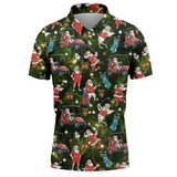 Unisex Golf Polo Shirt – Christmas Funny Santa Cart Pattern