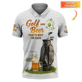 Personalized Golf Polo Shirt – Golf and Beer, That’s Why I’m Here, Custom Name