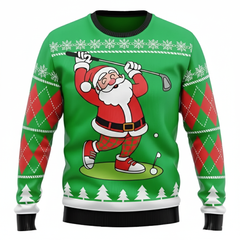 Ugly Christmas Sweater Funny Santa Golf Hilarious Holiday Pullover for Golfers