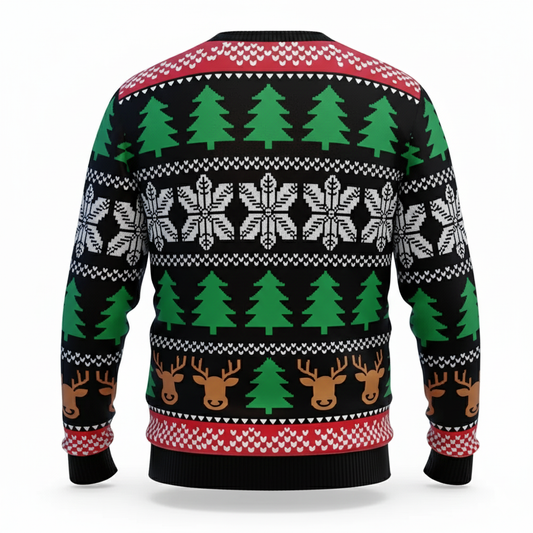 Ugly Christmas Sweater Cow in Santa Hat Funny Holiday Pullover for Animal Lovers