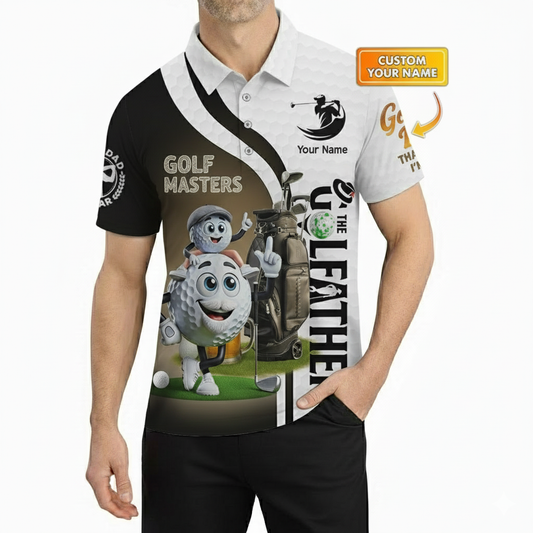 Personalized Mens Golf T Shirt The Golfather Funny Golf Ball Tee Custom Name