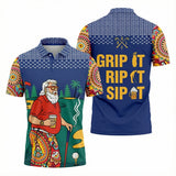 Unisex Golf Polo Shirt – Grip Rip It Sip It Psychedelic Hippie Santa
