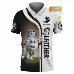 Personalized Mens Golf T Shirt The Golfather Funny Golf Ball Tee Custom Name