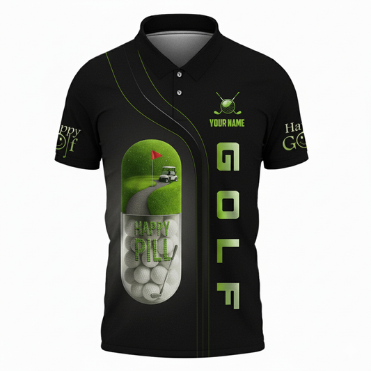 Personalized Golf Shirts for Men – Pill Happy Golf Polo Shirts – Funny Golf Shirts