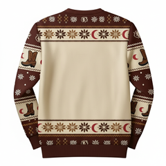 Ugly Christmas Sweater Cowboy Howdy Santa Unique Western Holiday Pullover for Adults