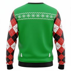 Ugly Christmas Sweater Santa Golf Party Argyle Holiday Pullover for Men