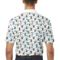 Men’s Christmas Golf Polo – Funny Character Pose – 3D Print Christmas Icons Design