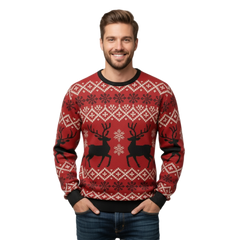 Mens Ugly Christmas Sweater Reindeer Cozy Thick Knit Holiday Gift Pullover