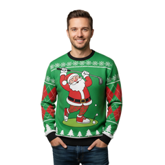 Ugly Christmas Sweater Funny Santa Golf Hilarious Holiday Pullover for Golfers