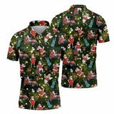 Unisex Golf Polo Shirt – Christmas Funny Santa Cart Pattern