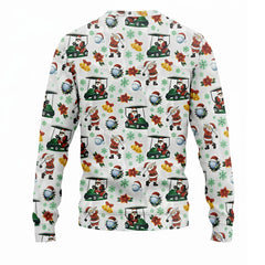 Christmas Golf Sweatshirt Funny Santa Playing Golf Holiday Knit Sweater for Men