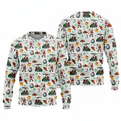 Christmas Golf Sweatshirt Funny Santa Playing Golf Holiday Knit Sweater for Men