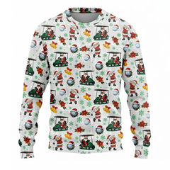Christmas Golf Sweatshirt Funny Santa Playing Golf Holiday Knit Sweater for Men
