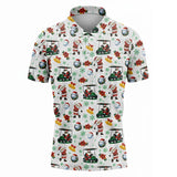 Men's Golf Polo Shirt – Christmas Santa Golf Cart Pattern, Gift For Golf Lovers