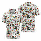 Men's Golf Polo Shirt – Christmas Santa Golf Cart Pattern, Gift For Golf Lovers