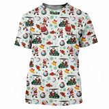 Unisex Christmas Golf T-Shirt – Santa Golf Cart Pattern Bright