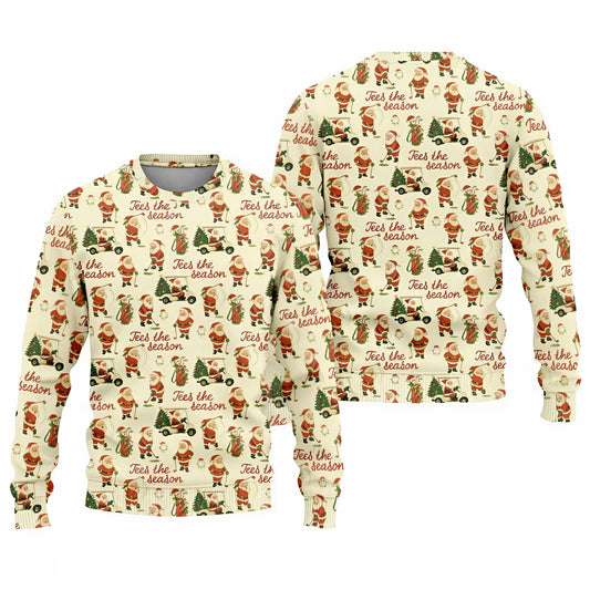 Christmas Golf Sweatshirt Santa Playing Golf Funny Holiday Sweater Tees the Season for Men
