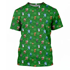 Funny Dabbing Christmas T-Shirt 3D Print – Holiday Santa, Snowman & Reindeer Golf Shirt for Men