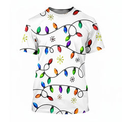 Ugly Christmas T-Shirt 3D Flashing Lights Festive Holiday Graphic Golf Shirt for Men
