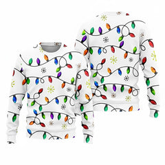 Christmas Lights Sweatshirt 3D All-Over Print Snowflakes Multi-Color Golf Shirt for Men