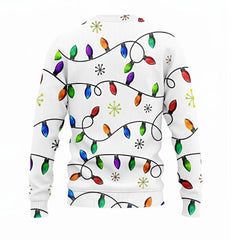 Christmas Lights Sweatshirt 3D All-Over Print Snowflakes Multi-Color Golf Shirt for Men