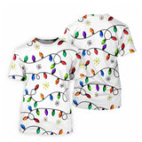 Unisex Christmas T-Shirt – String Lights Pattern Bright, Gift For Golf Lovers