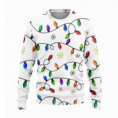 Christmas Lights Sweatshirt 3D All-Over Print Snowflakes Multi-Color Golf Shirt for Men