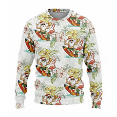 Surfing Santa Hawaiian Christmas Sweatshirt – Fun Holiday Pullover for Men