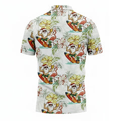 Surfing Santa Hawaiian Golf Polo – Fun Christmas Shirt for Men