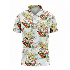 Surfing Santa Hawaiian Golf Polo – Fun Christmas Shirt for Men