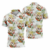 Unisex Golf Polo Shirt – Surfing Santa Hawaiian, Fun Christmas Shirt