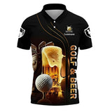 Personalized Men's Golf Polo Shirt – Golf & Beer Funny Graphic, Christmas Gift, Custom Name