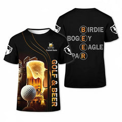 Personalized Golf Shirt Golf And Beer Graphic Funny Beer Theme Custom Name Christmas Golf Gift