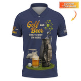 Personalized Men's Golf Polo Shirt – Golf and Beer, That's Why I'm Here, Custom Name