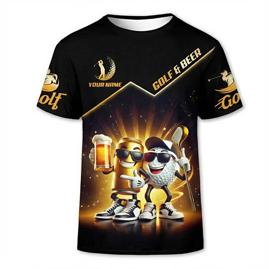 Personalized Men's Golf T-Shirt Birdie Bogey Eagle Par Spells Beer Funny Drinking Acronym Custom Name