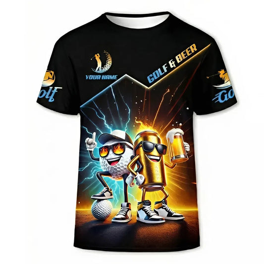 Personalized Men's Golf Shirt Fire And Ice Golf Beer Buddies Funny Drinking Team Custom Name