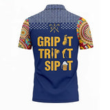 Unisex Golf Polo Shirt – Grip Rip It Sip It Psychedelic Hippie Santa