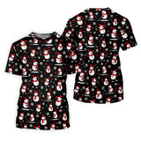 Unisex Golf T-Shirt – Christmas, Snowman Winter Golfer Pattern