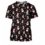 Unisex Golf T-Shirt – Christmas, Snowman Winter Golfer Pattern